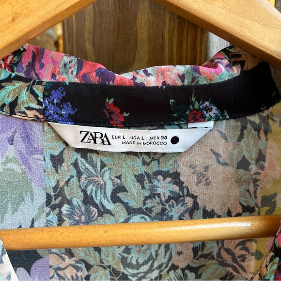 Zara Multicolor Floral Long Sleeve Dress - Picture 3 of 4